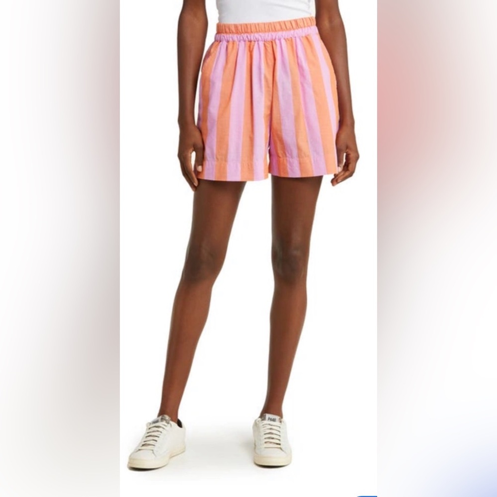 XiRENA Caysen High-Rise Striped Cotton Shorts in Pomelo Stripe, XL